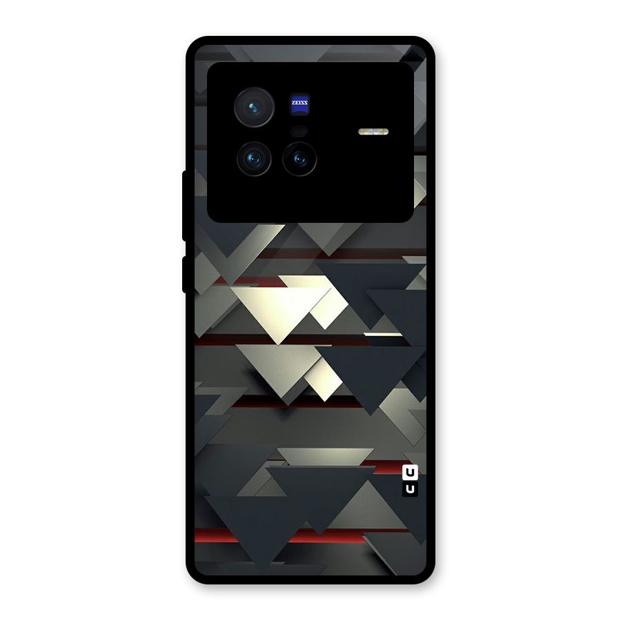 Classic Triangles Design Glass Back Case for Vivo X80