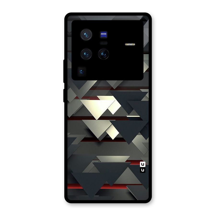 Classic Triangles Design Glass Back Case for Vivo X80 Pro