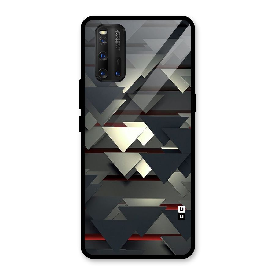 Classic Triangles Design Glass Back Case for Vivo iQOO 3