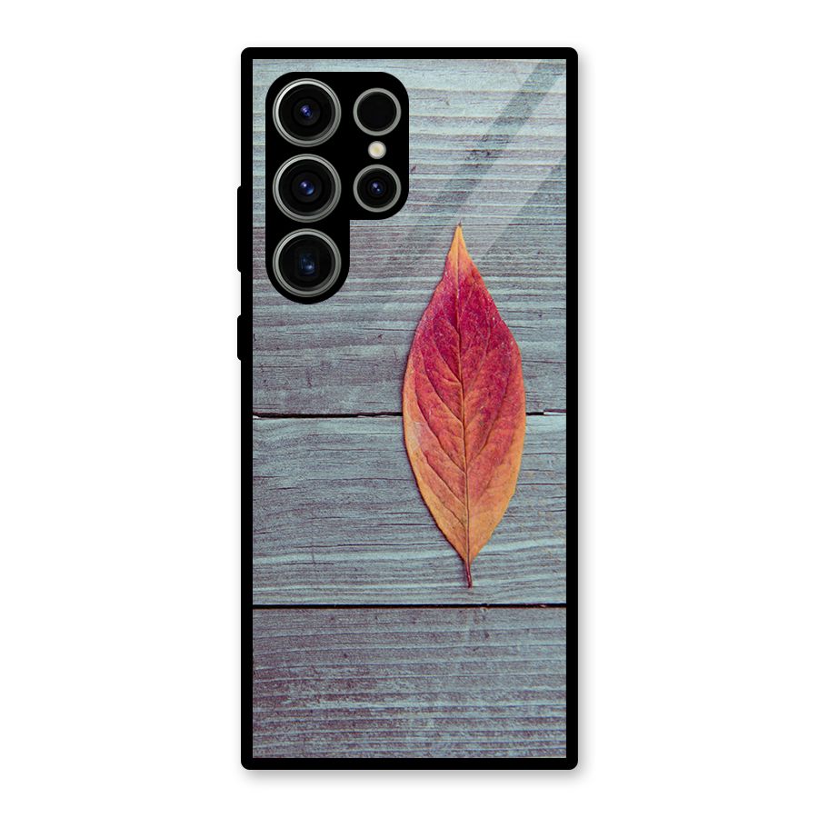 Classic Wood Leaf Glass Back Case for Galaxy S23 Ultra