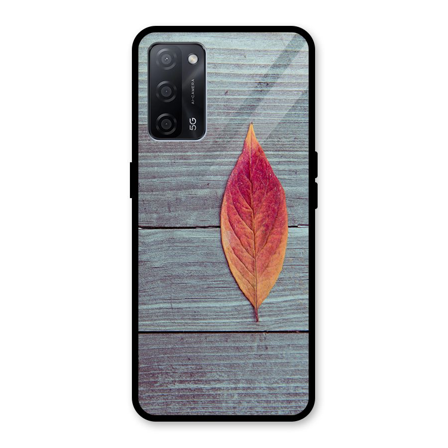 Classic Wood Leaf Glass Back Case for Oppo A53s 5G