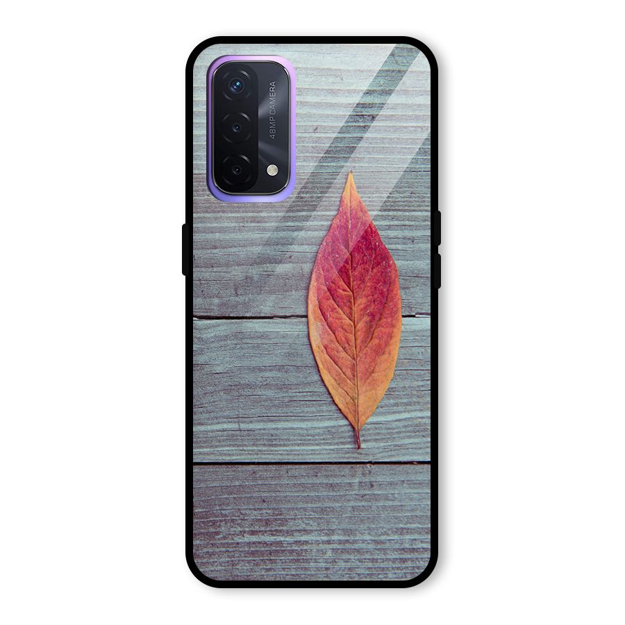 Classic Wood Leaf Glass Back Case for Oppo A74 5G