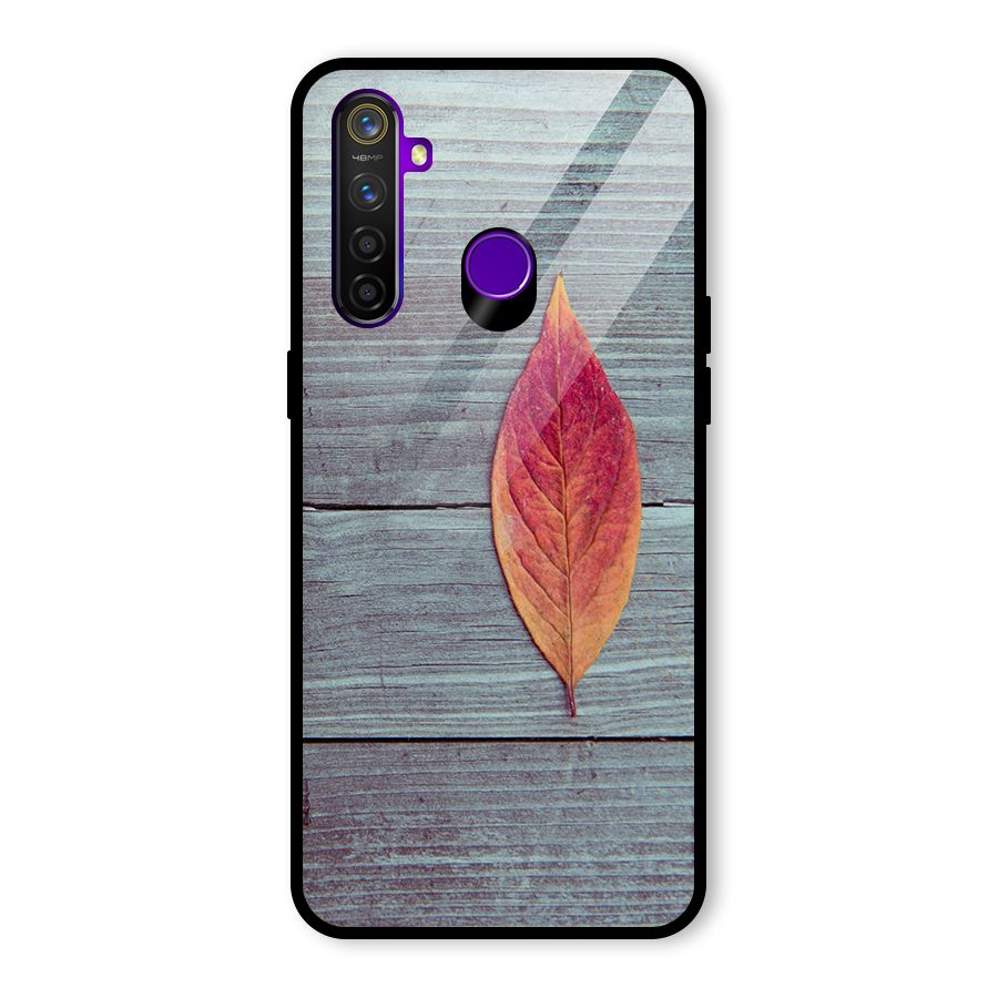 Classic Wood Leaf Glass Back Case for Realme 5 Pro