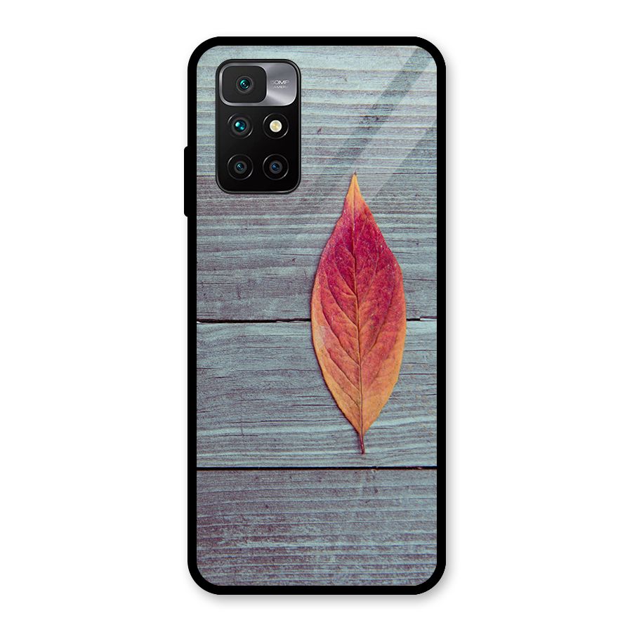 Classic Wood Leaf Glass Back Case for Redmi 10 Prime