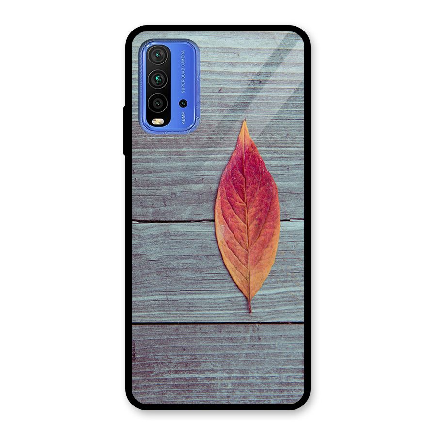 Classic Wood Leaf Glass Back Case for Redmi 9 Power