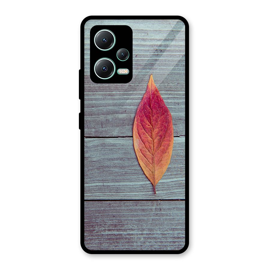 Classic Wood Leaf Glass Back Case for Redmi Note 12 5G