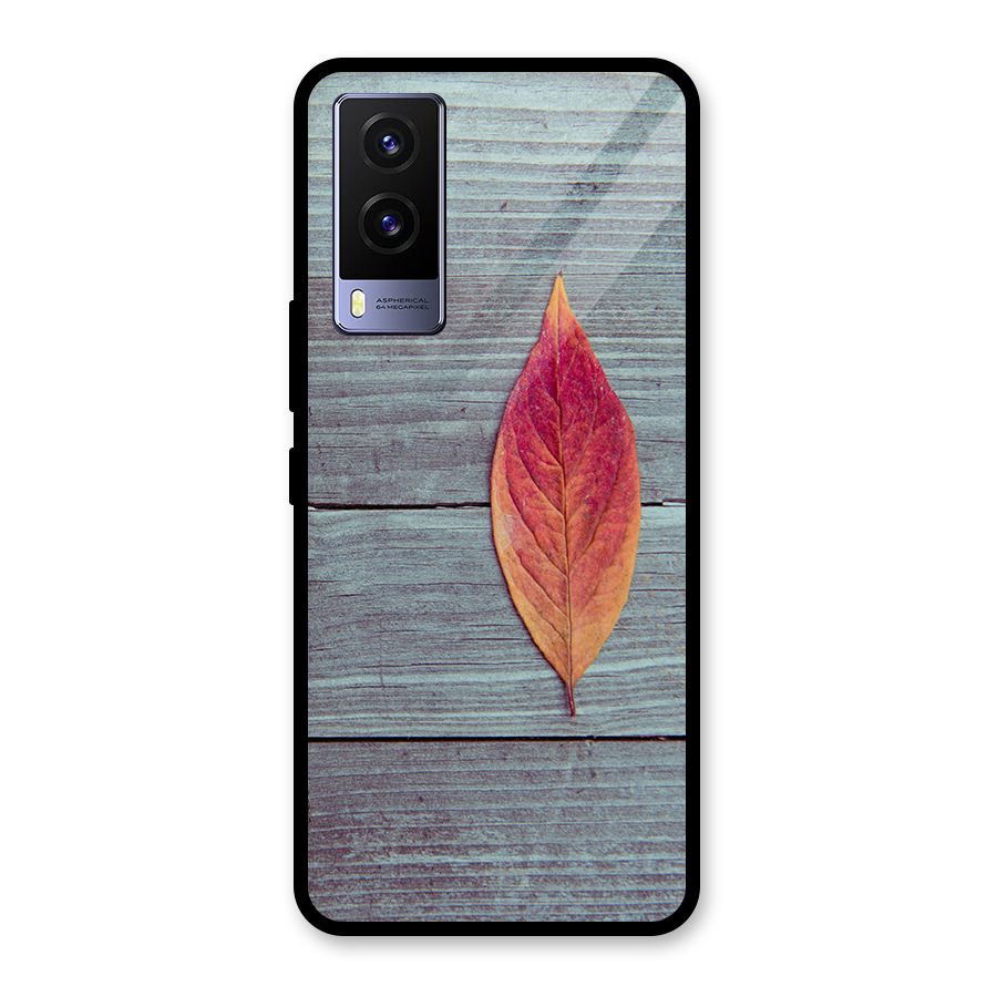 Classic Wood Leaf Glass Back Case for Vivo V21e 5G