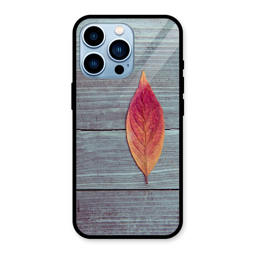Classic Wood Leaf Glass Back Case for iPhone 13 Pro