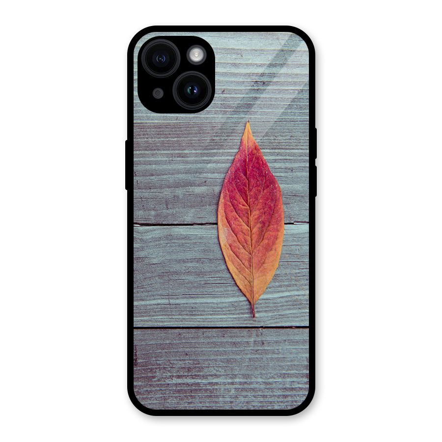 Classic Wood Leaf Glass Back Case for iPhone 14