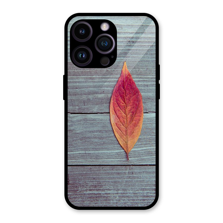 Classic Wood Leaf Glass Back Case for iPhone 14 Pro Max