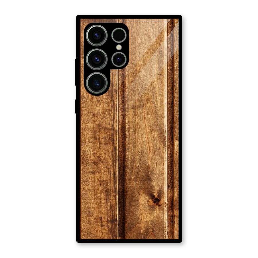Classic Wood Print Glass Back Case for Galaxy S23 Ultra