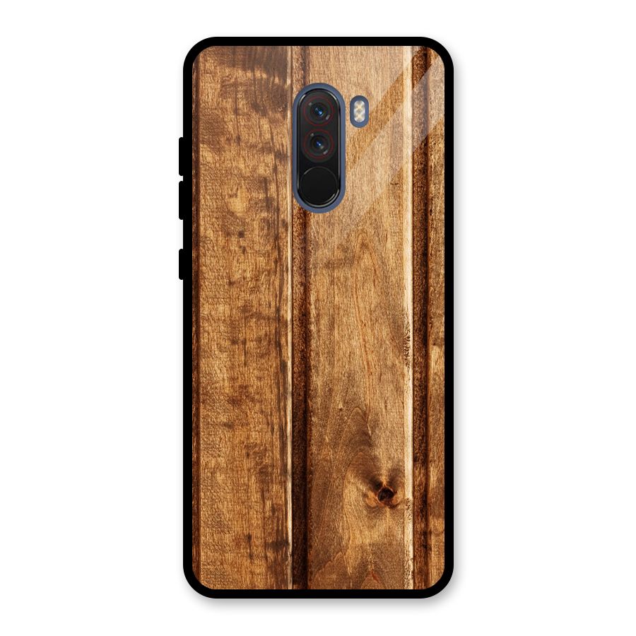 Classic Wood Print Glass Back Case for Poco F1
