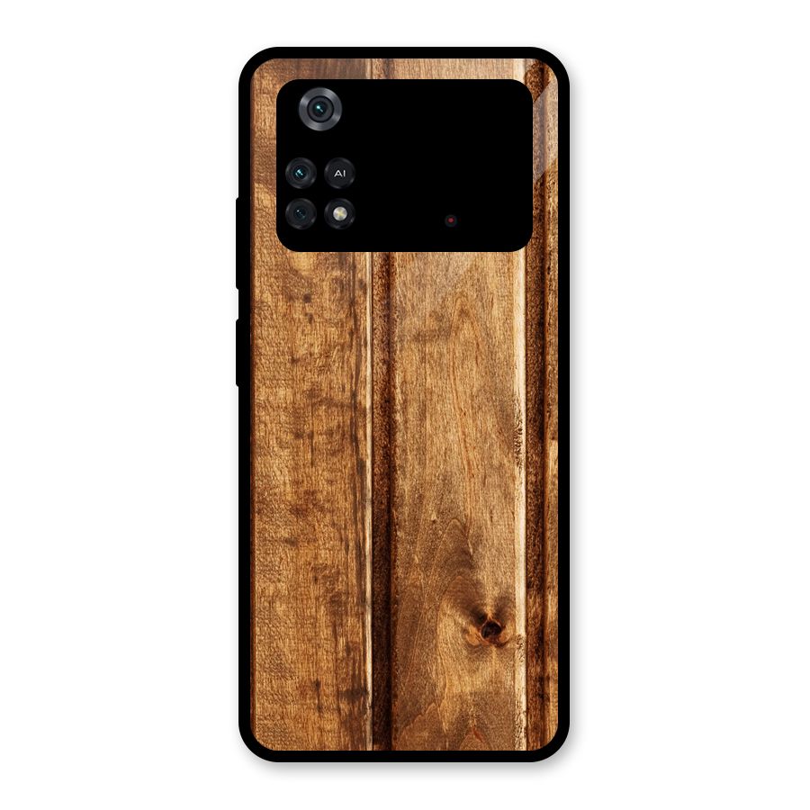 Classic Wood Print Glass Back Case for Poco M4 Pro 4G