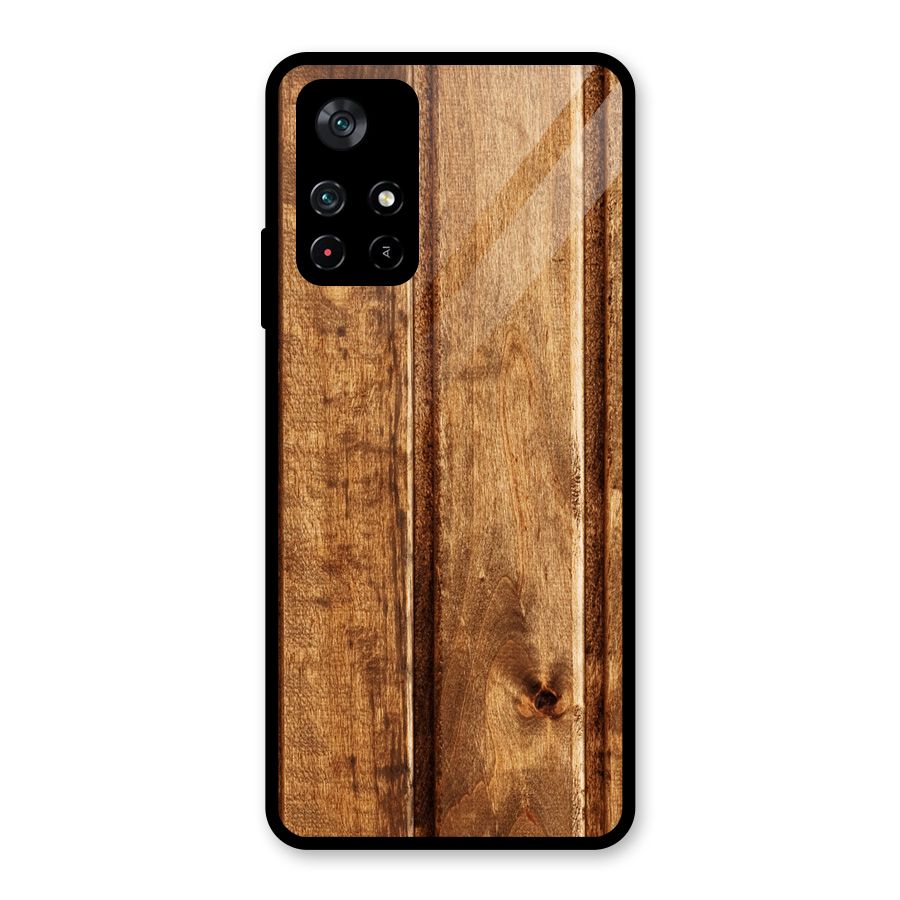 Classic Wood Print Glass Back Case for Poco M4 Pro 5G