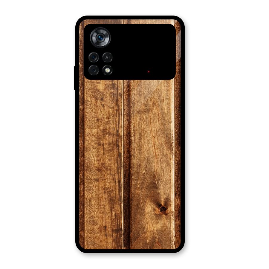 Classic Wood Print Glass Back Case for Poco X4 Pro 5G