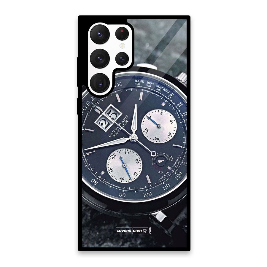 Classic Wrist Watch Glass Back Case for Galaxy S22 Ultra 5G