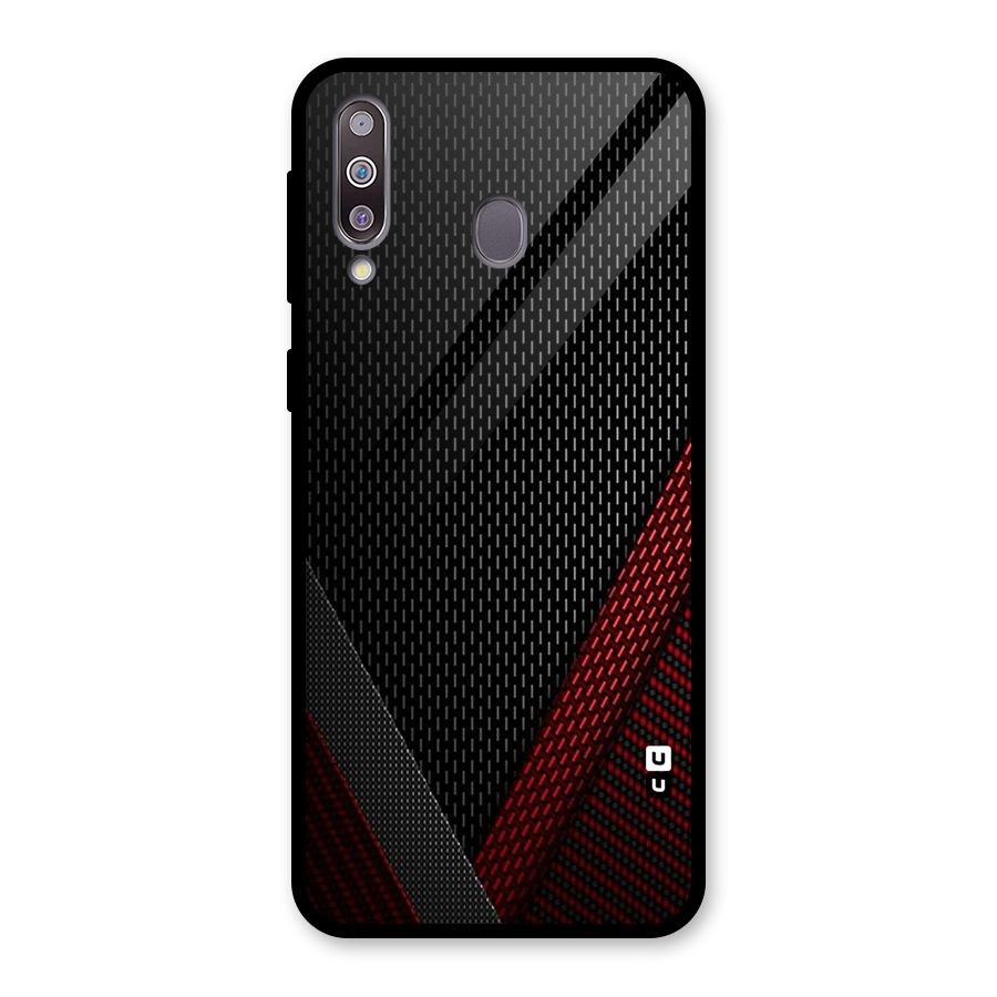 Classy Black Red Design Glass Back Case for Galaxy M30