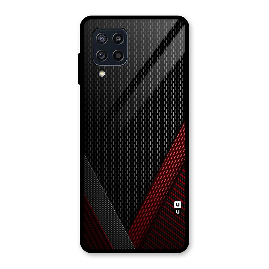 Classy Black Red Design Glass Back Case for Galaxy M32