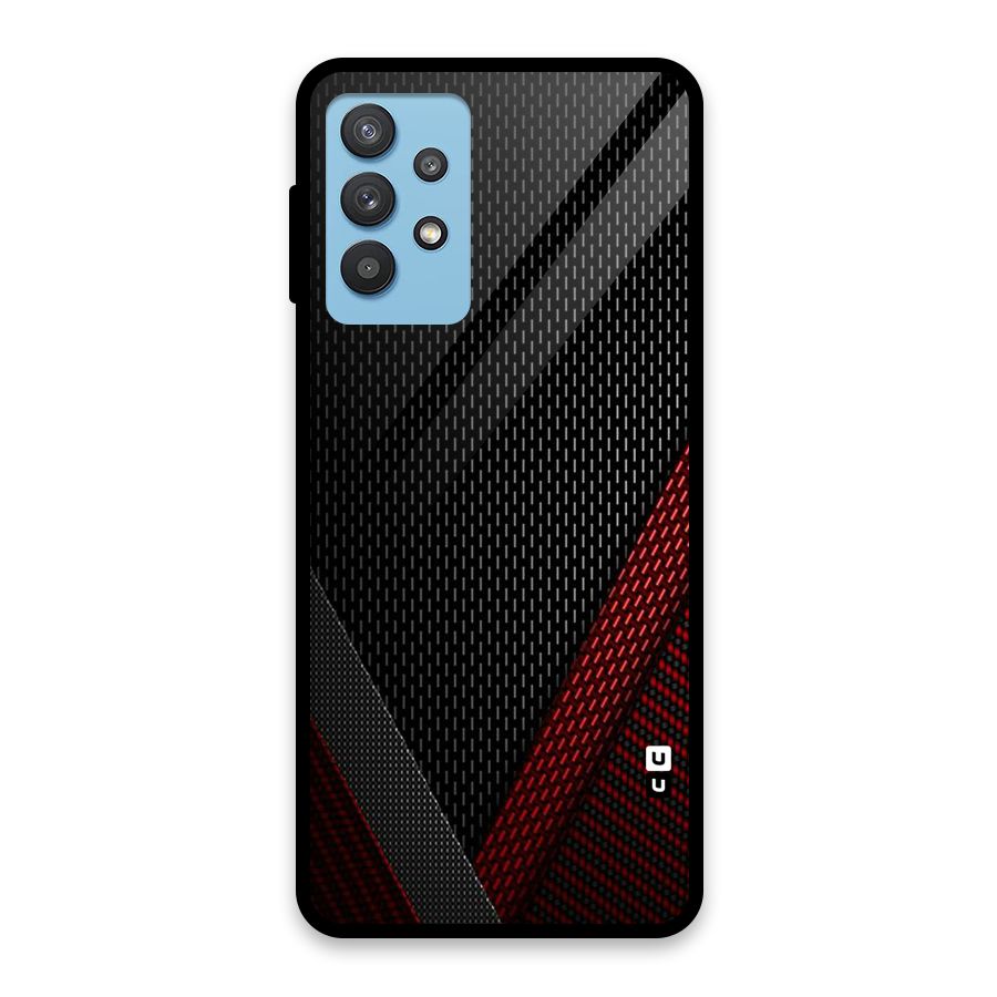 Classy Black Red Design Glass Back Case for Galaxy M32 5G