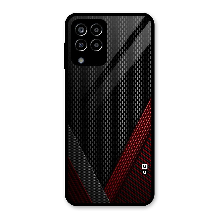 Classy Black Red Design Glass Back Case for Galaxy M33