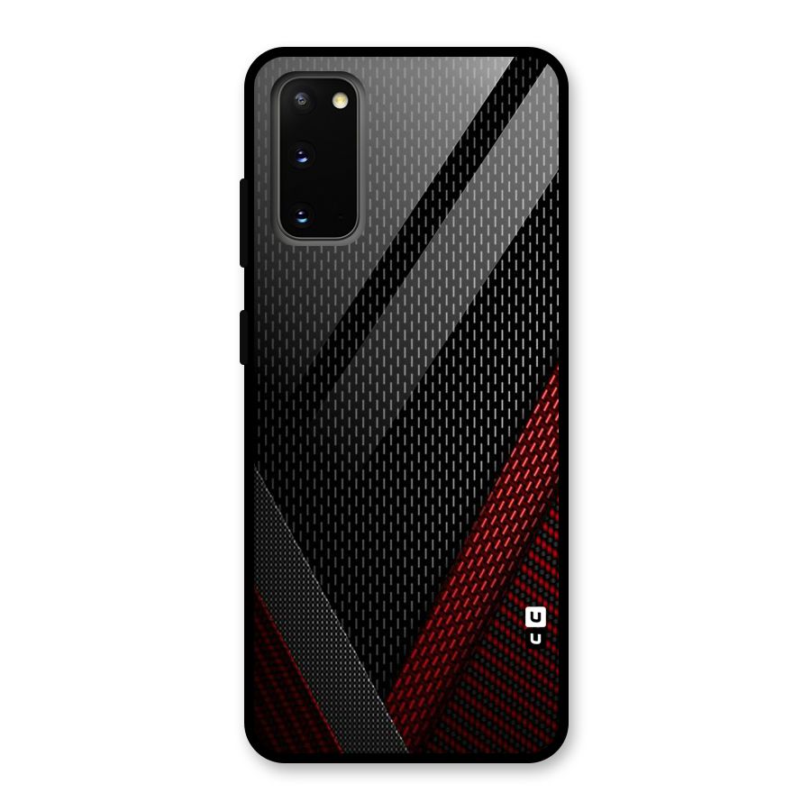Classy Black Red Design Glass Back Case for Galaxy S20