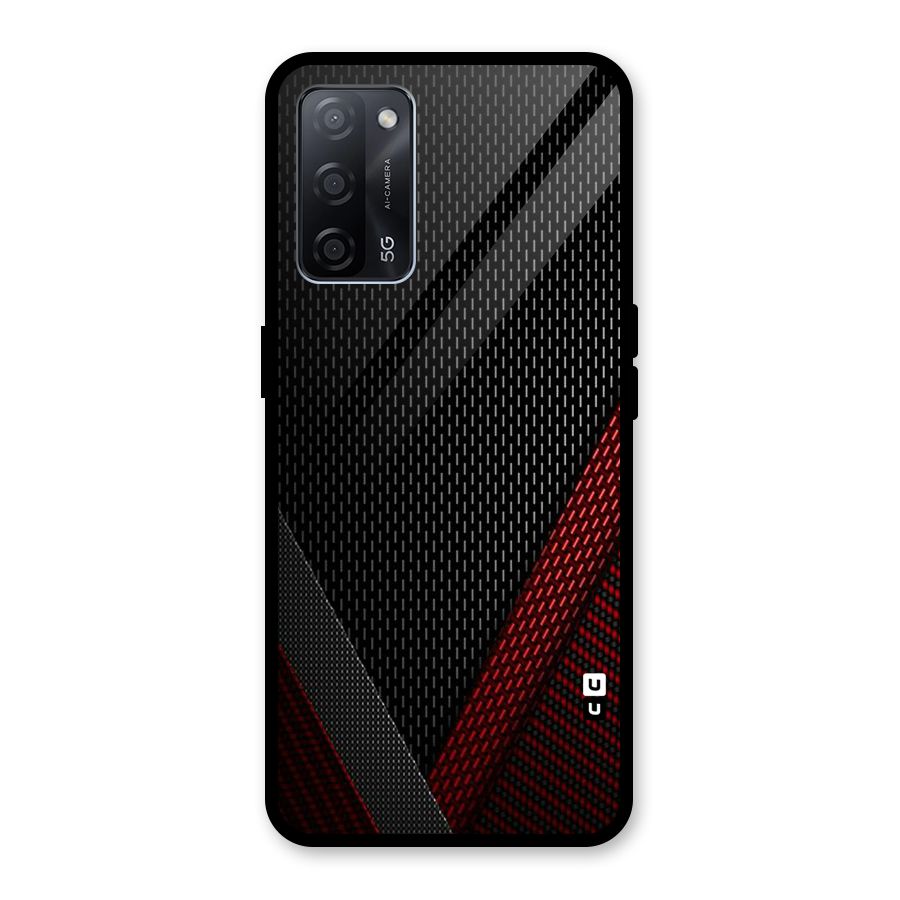 Classy Black Red Design Glass Back Case for Oppo A53s 5G