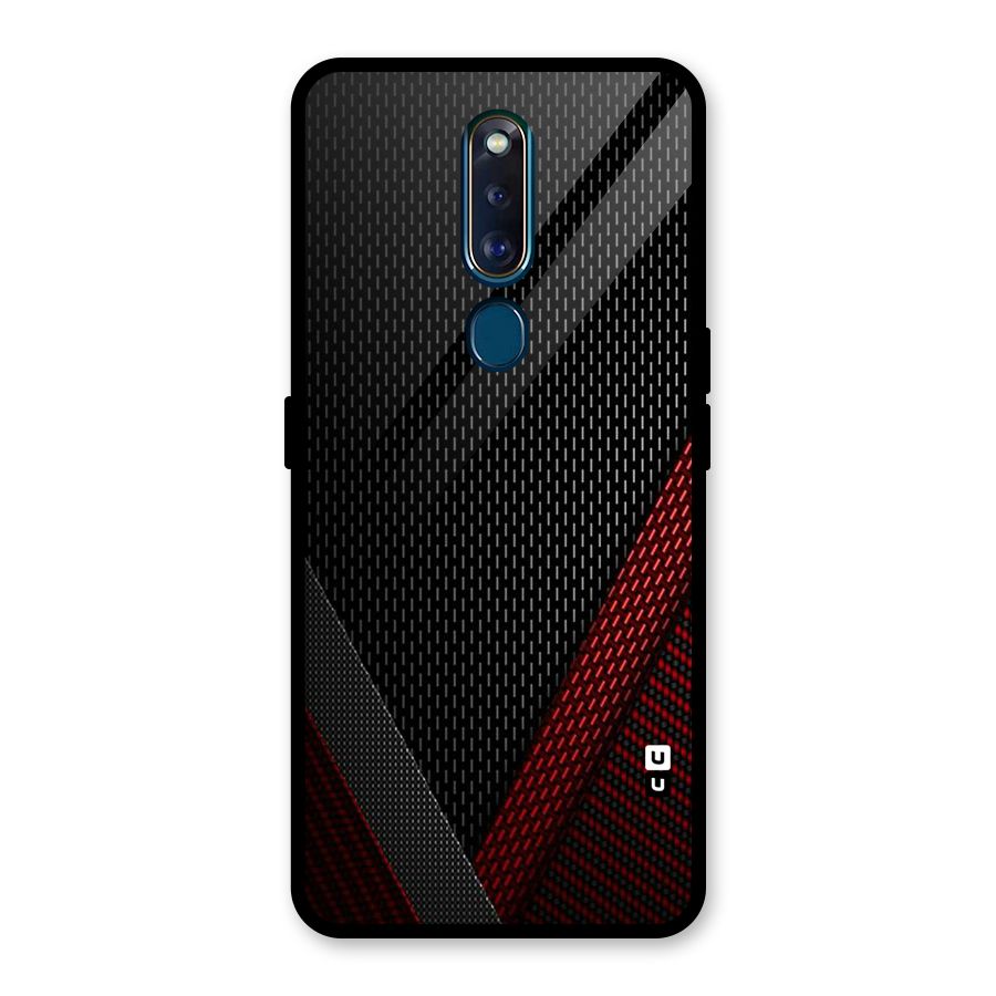 Classy Black Red Design Glass Back Case for Oppo F11 Pro