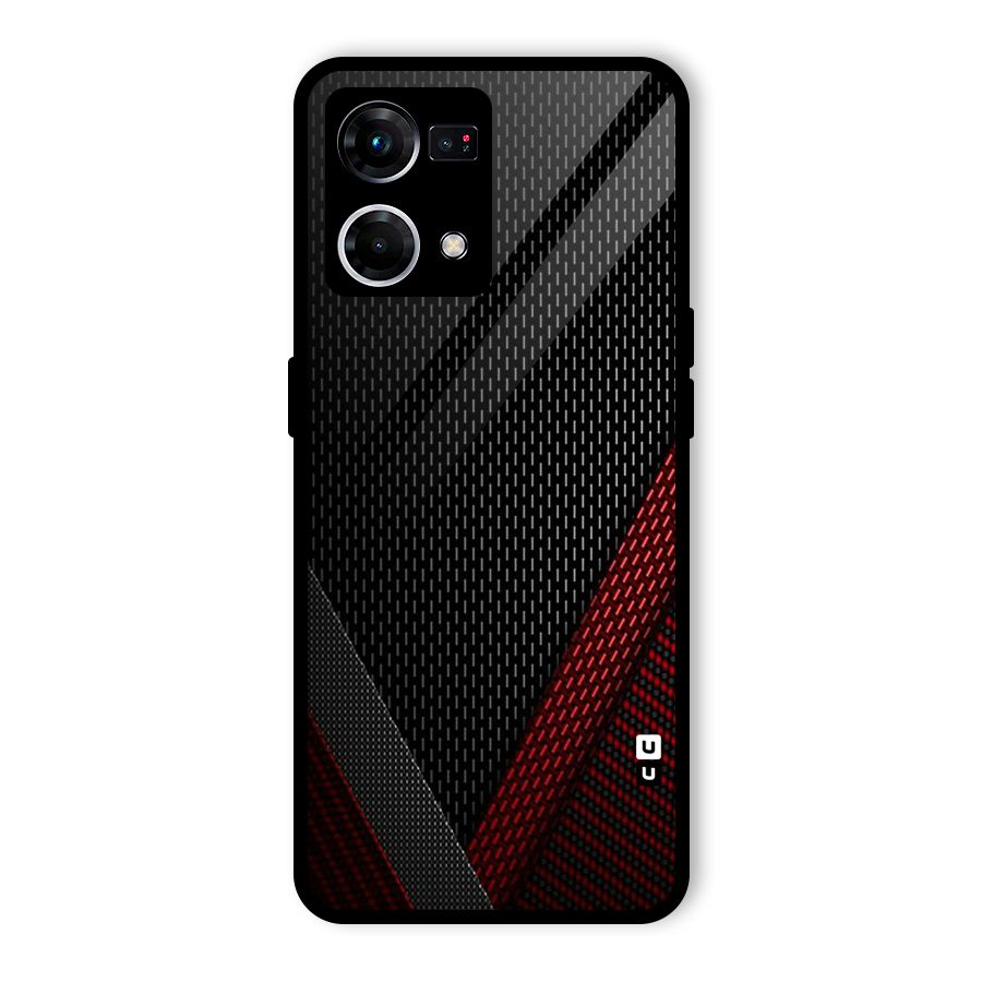 Classy Black Red Design Glass Back Case for Oppo F21 Pro 4G