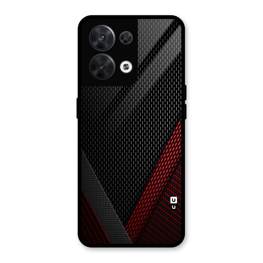 Classy Black Red Design Glass Back Case for Oppo Reno8 5G