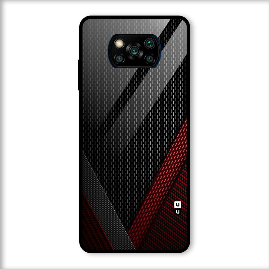 Classy Black Red Design Glass Back Case for Poco X3