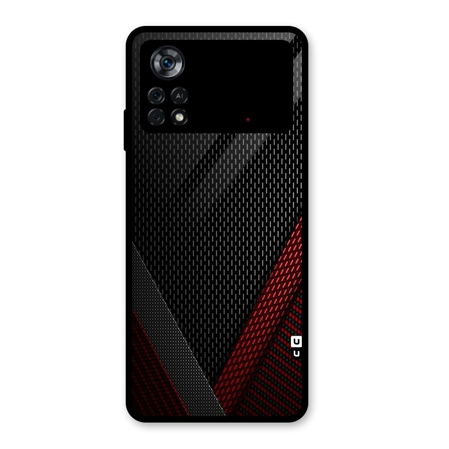 Classy Black Red Design Glass Back Case for Poco X4 Pro 5G