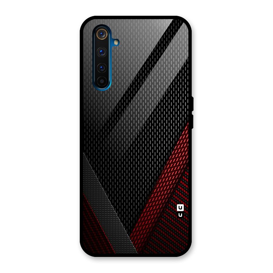 Classy Black Red Design Glass Back Case for Realme 6 Pro