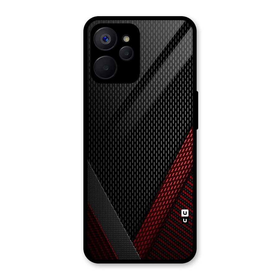 Classy Black Red Design Glass Back Case for Realme 9i 5G