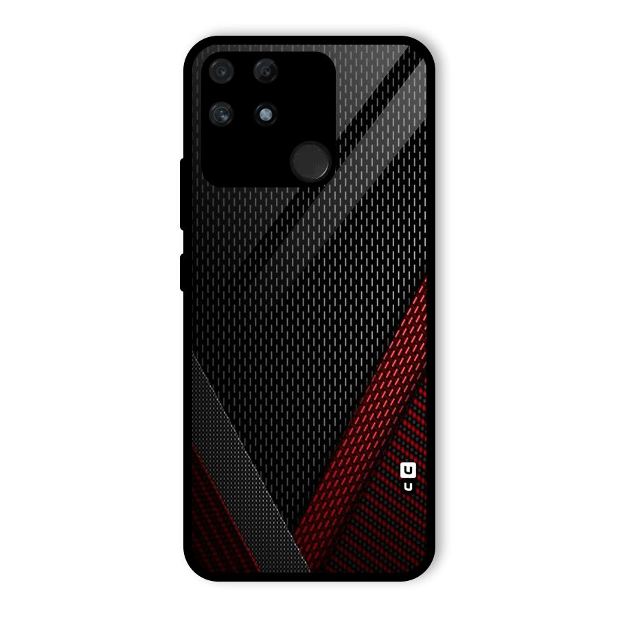 Classy Black Red Design Glass Back Case for Realme Narzo 50A