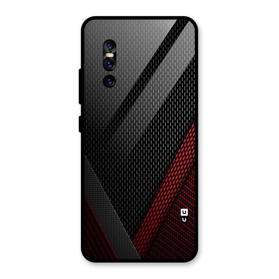 Classy Black Red Design Glass Back Case for Vivo V15 Pro