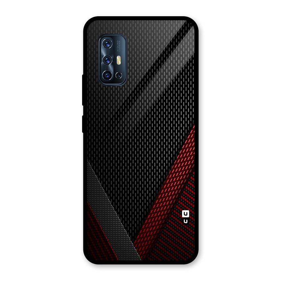 Classy Black Red Design Glass Back Case for Vivo V17