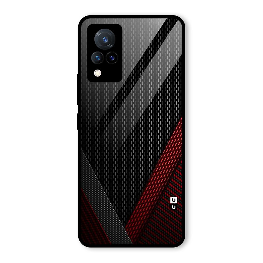 Classy Black Red Design Glass Back Case for Vivo V21 5G