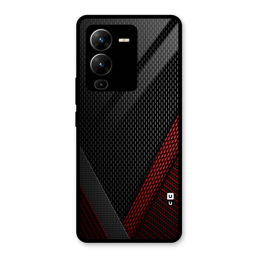 Classy Black Red Design Glass Back Case for Vivo V25 Pro