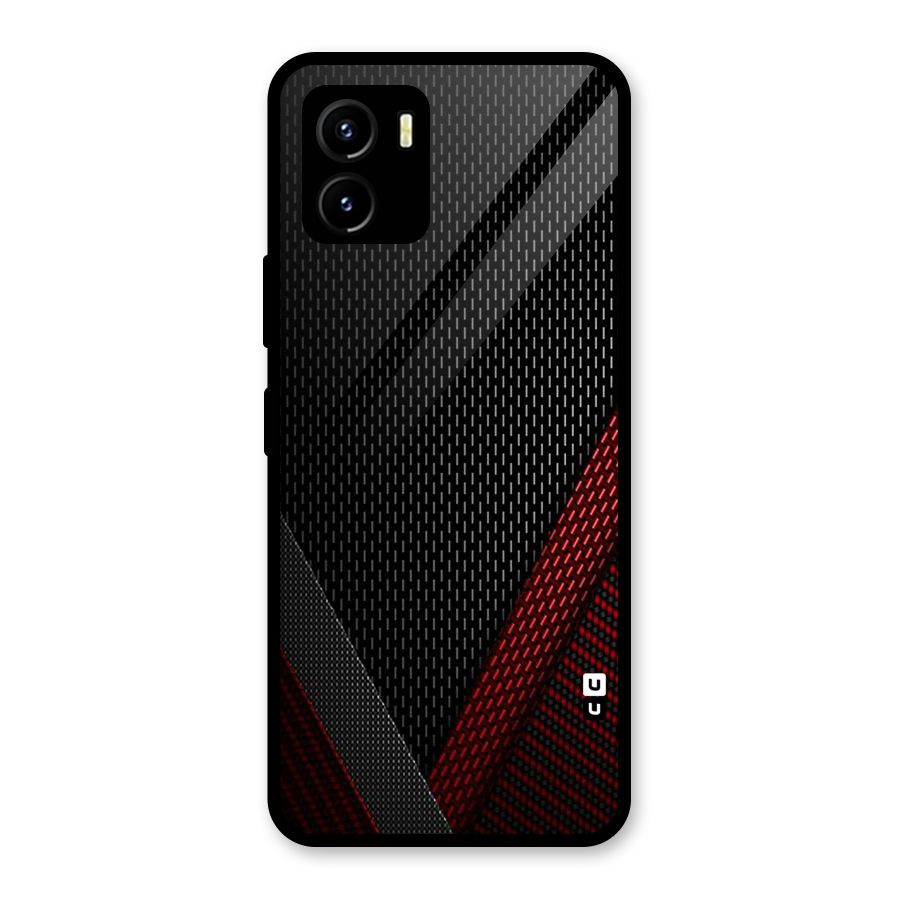 Classy Black Red Design Glass Back Case for Vivo Y15s