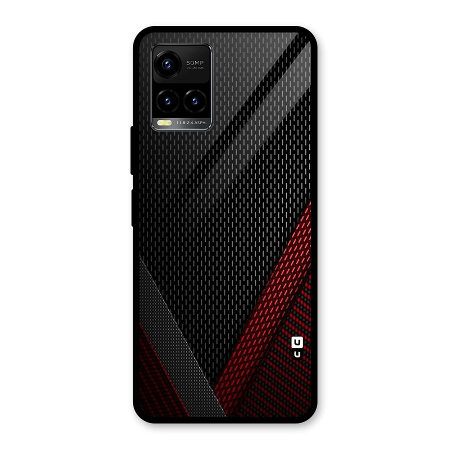 Classy Black Red Design Glass Back Case for Vivo Y21T