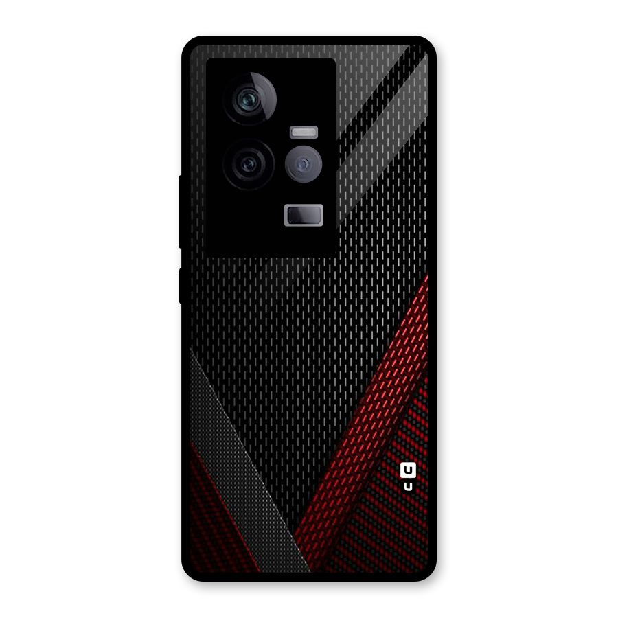 Classy Black Red Design Glass Back Case for Vivo iQOO 11 5G