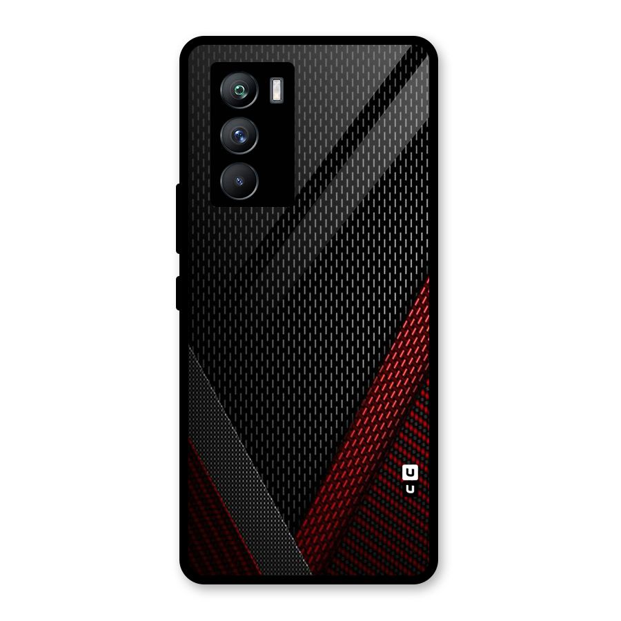 Classy Black Red Design Glass Back Case for Vivo iQOO 9 SE