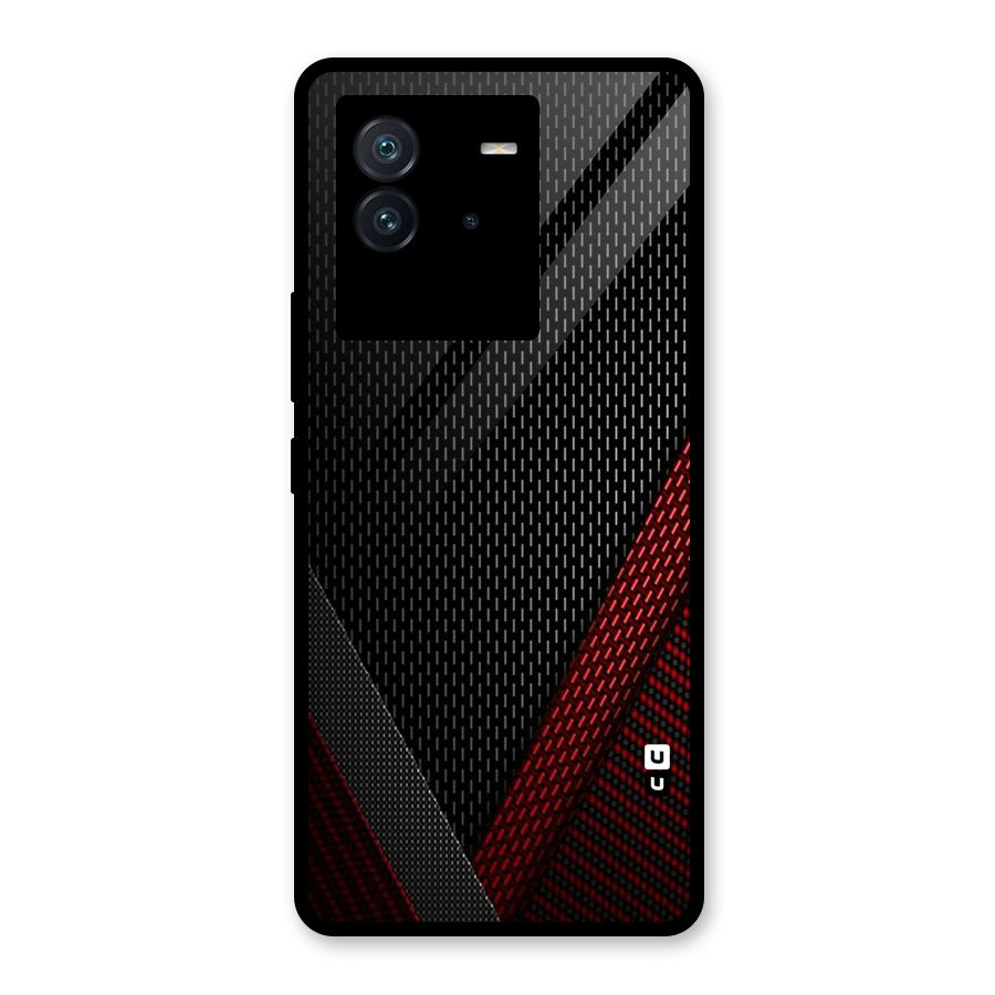 Classy Black Red Design Glass Back Case for Vivo iQOO Neo 6 5G