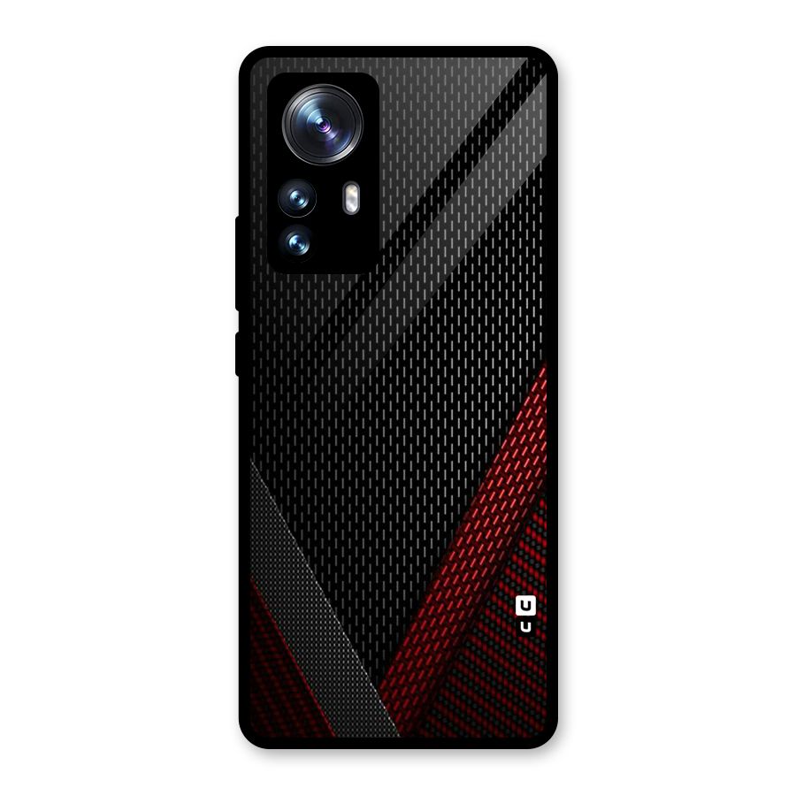 Classy Black Red Design Glass Back Case for Xiaomi 12 Pro