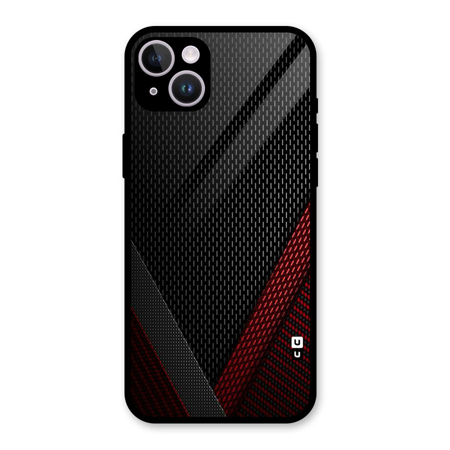 Classy Black Red Design Glass Back Case for iPhone 14 Plus