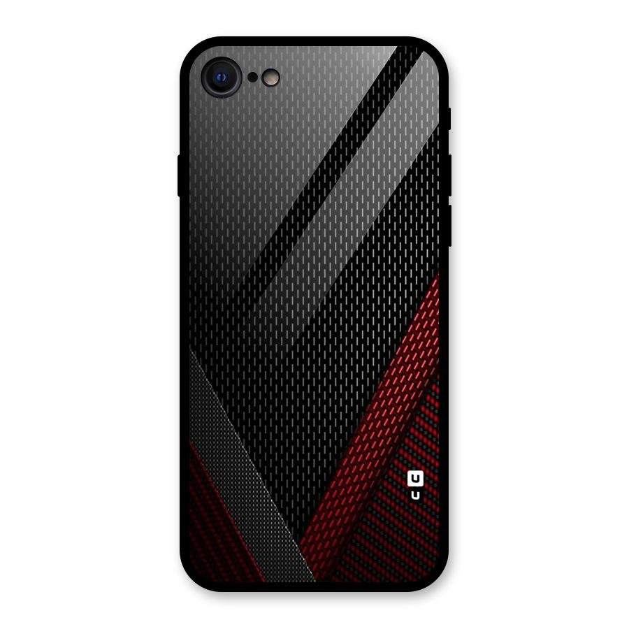Classy Black Red Design Glass Back Case for iPhone SE 2022