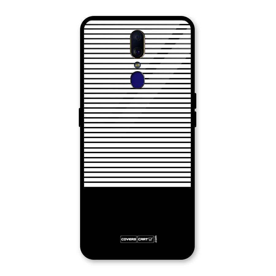 Classy Black Stripes Glass Back Case for Oppo F11
