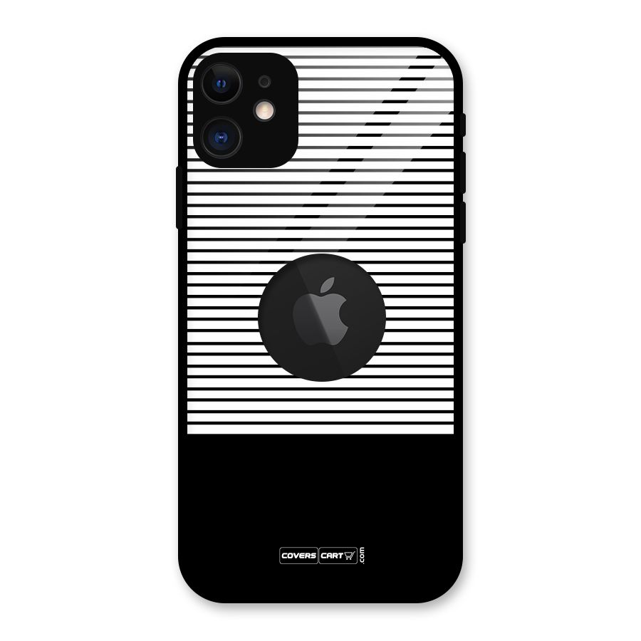 Classy Black Stripes Glass Back Case for iPhone 11 Logo Cut