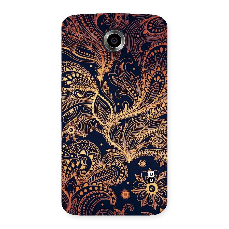 Classy Golden Leafy Design Back Case for Nexsus 6