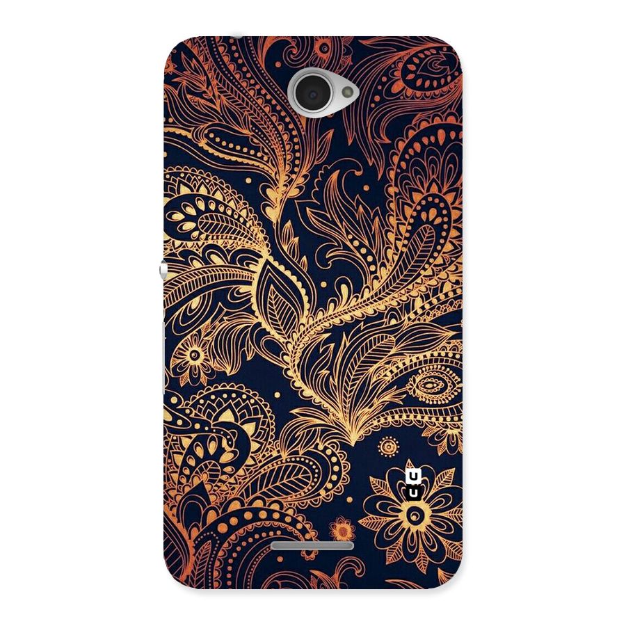 Classy Golden Leafy Design Back Case for Sony Xperia E4